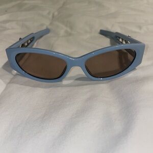 Light Blue Cat-Eye Sunglasses with Brown Lenses
